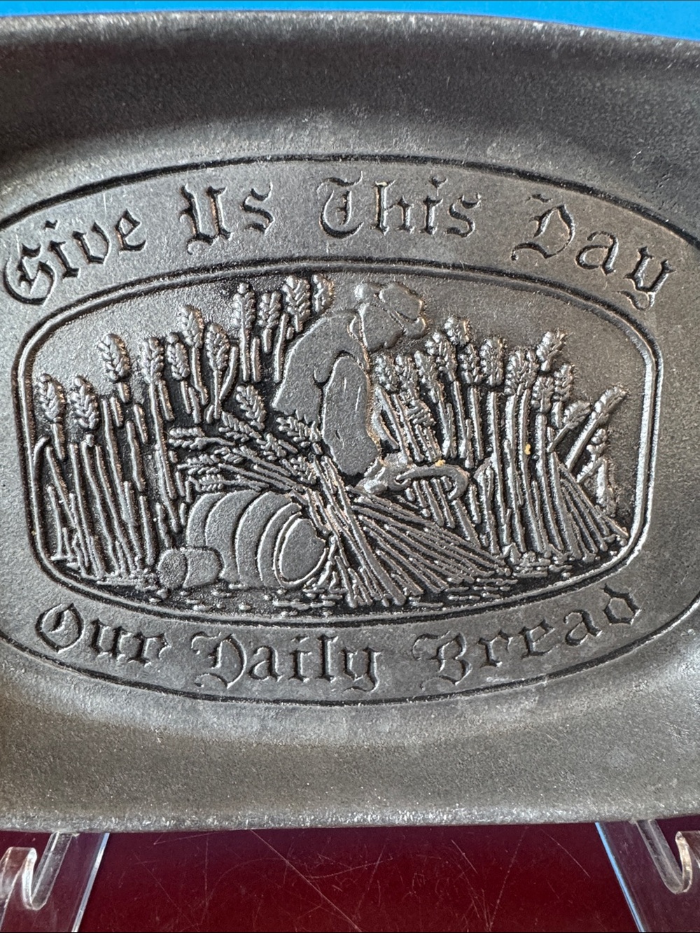 Wilton Armetale Pewter Bread Tray Give Us This Day Our Daily Bread Metal Decor - Picture 2 of 6